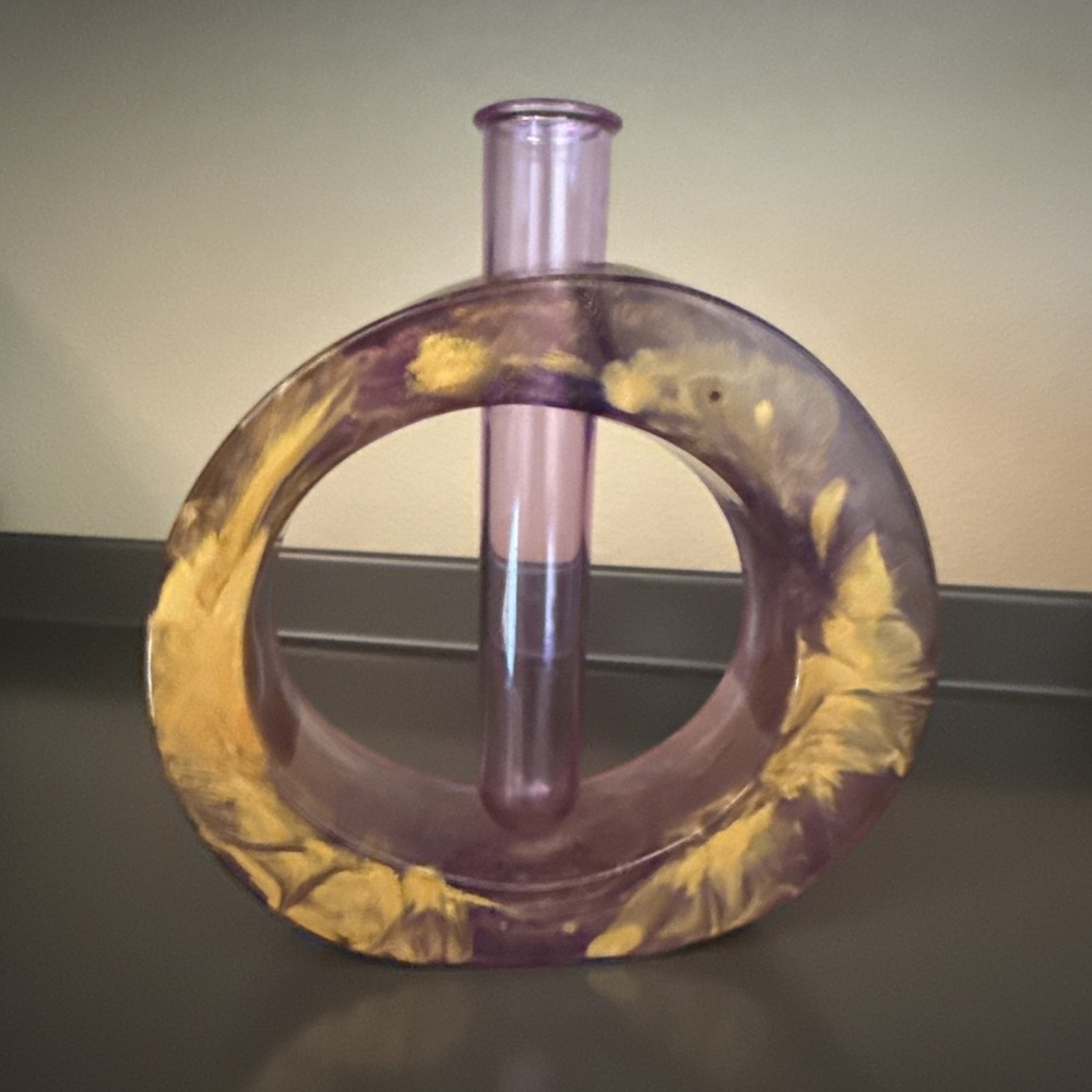 Vintage‎ Decorative Resin Propagation Station Vase Purple With Gold Swirl Design